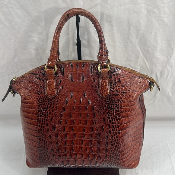 SOLD!! Lg Duxbury Dome Croc Embossed Leather Satchel Shoulder Bag W/Strap/Cover - Picture 2 of 16